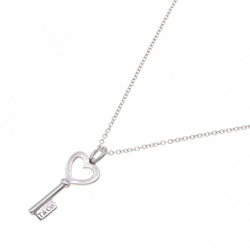Tiffany Co Necklace Heart Key Sterling Silver Pendant Choker Motif
